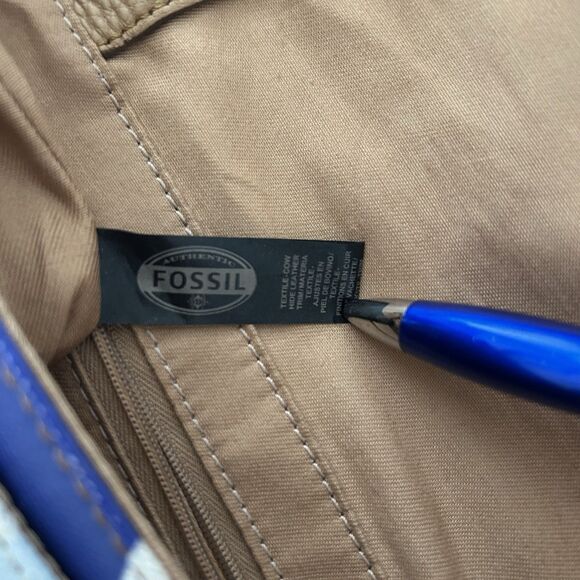 Fossil Preston Crossbody Leather Canvas Floral Purse Messenger Bag Watercolor - Picture 7 of 16